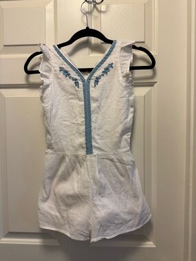 Janie and Jack White Girls' Romper with Lined Shorts Embroidered
